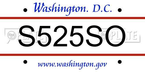 S525SO District Of Columbia License Plate
