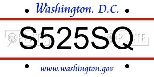 S525SQ District Of Columbia License Plate