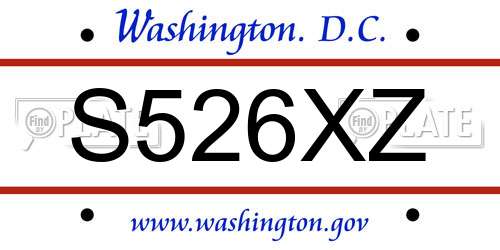 S526XZ District Of Columbia License Plate