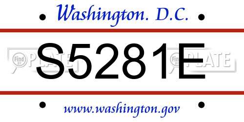 S5281E District Of Columbia License Plate