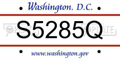 S5285Q District Of Columbia License Plate