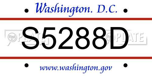 S5288D District Of Columbia License Plate