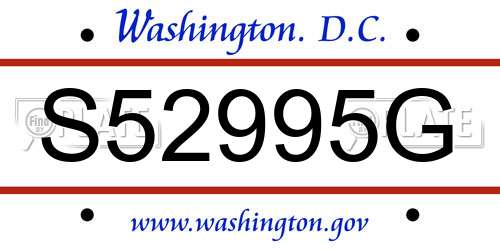 S52995G District Of Columbia License Plate