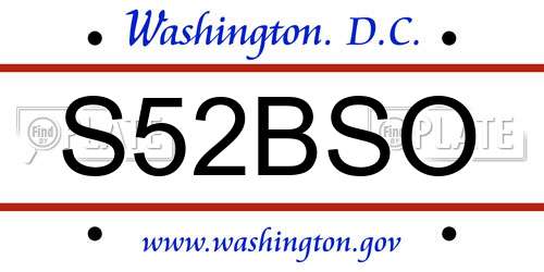 S52BSO District Of Columbia License Plate