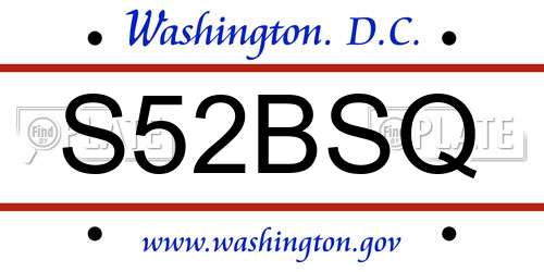 S52BSQ District Of Columbia License Plate