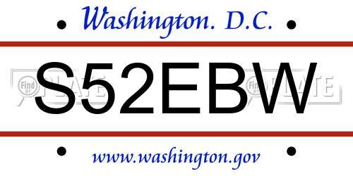 S52EBW District Of Columbia License Plate