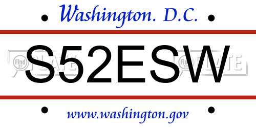 S52ESW District Of Columbia License Plate