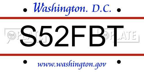 S52FBT District Of Columbia License Plate