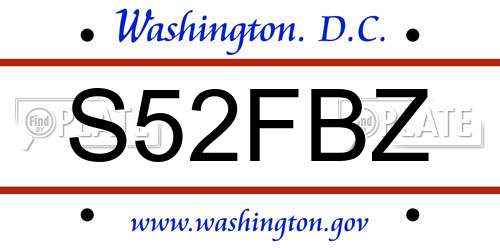 S52FBZ District Of Columbia License Plate