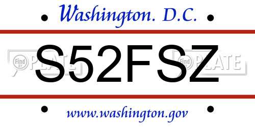 S52FSZ District Of Columbia License Plate