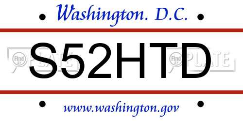 S52HTD District Of Columbia License Plate