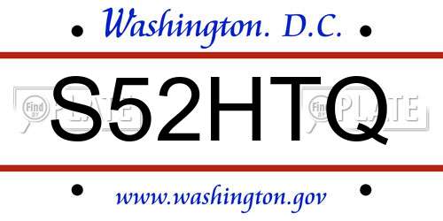 S52HTQ District Of Columbia License Plate