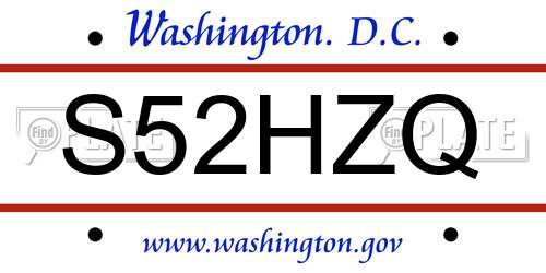 S52HZQ District Of Columbia License Plate
