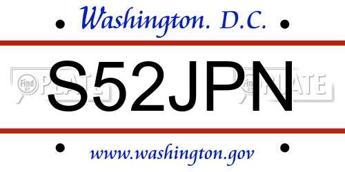 S52JPN District Of Columbia License Plate