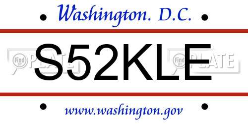 S52KLE District Of Columbia License Plate