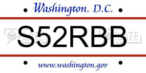 S52RBB District Of Columbia License Plate
