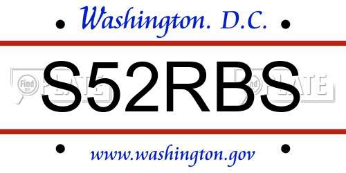S52RBS District Of Columbia License Plate