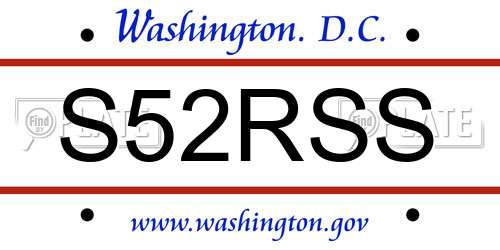 S52RSS District Of Columbia License Plate