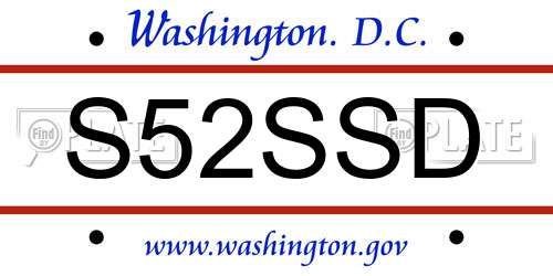 S52SSD District Of Columbia License Plate