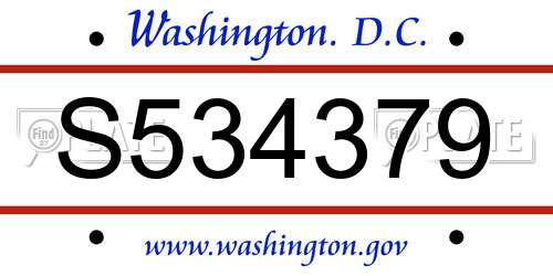 S534379 District Of Columbia License Plate