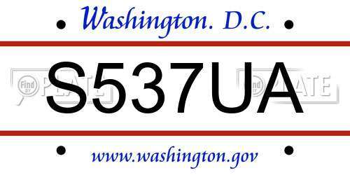 S537UA District Of Columbia License Plate