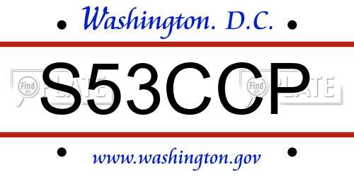 S53CCP District Of Columbia License Plate