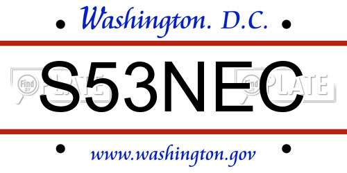 S53NEC District Of Columbia License Plate