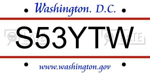 S53YTW District Of Columbia License Plate