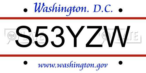 S53YZW District Of Columbia License Plate