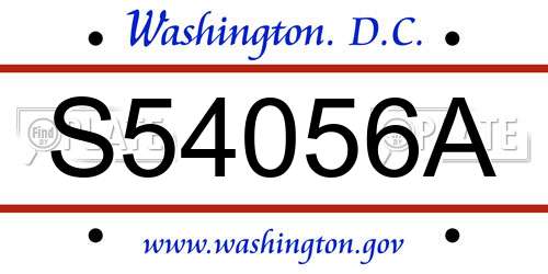 S54056A District Of Columbia License Plate