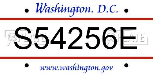 S54256E District Of Columbia License Plate