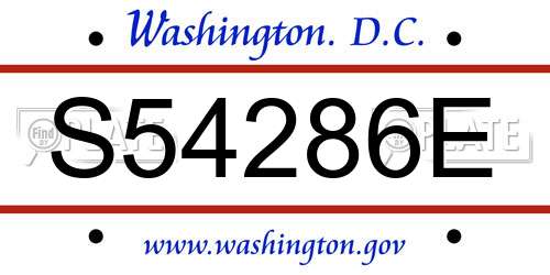 S54286E District Of Columbia License Plate