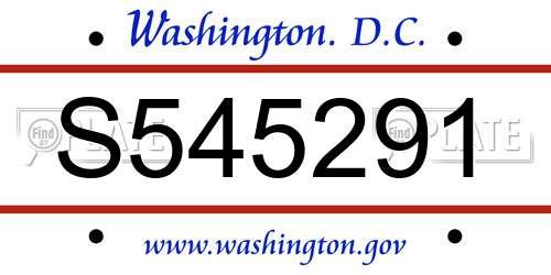 S545291 District Of Columbia License Plate