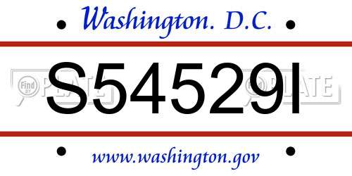 S54529I District Of Columbia License Plate