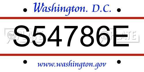 S54786E District Of Columbia License Plate