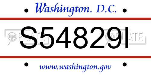 S54829I District Of Columbia License Plate