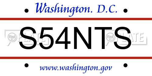 S54NTS District Of Columbia License Plate