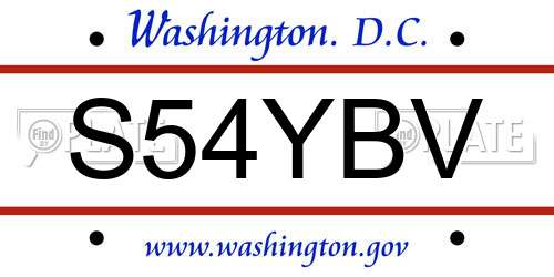 S54YBV District Of Columbia License Plate