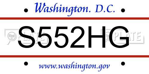 S552HG District Of Columbia License Plate