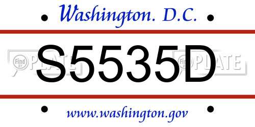 S5535D District Of Columbia License Plate