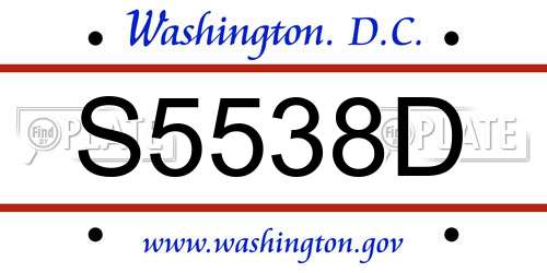 S5538D District Of Columbia License Plate