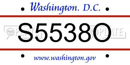 S5538O District Of Columbia License Plate
