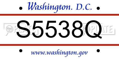 S5538Q District Of Columbia License Plate