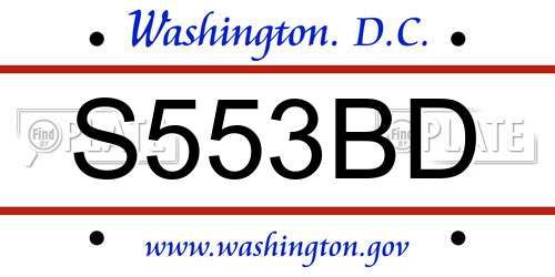 S553BD District Of Columbia License Plate