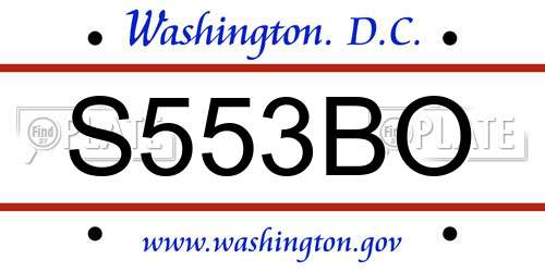 S553BO District Of Columbia License Plate