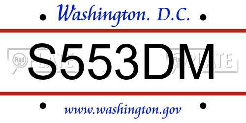 S553DM District Of Columbia License Plate