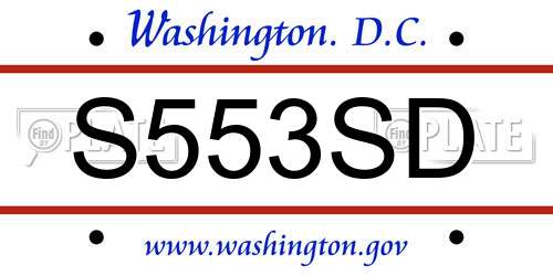 S553SD District Of Columbia License Plate