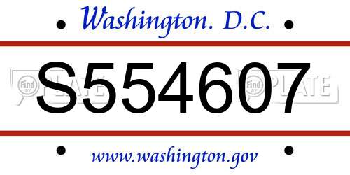 S554607 District Of Columbia License Plate