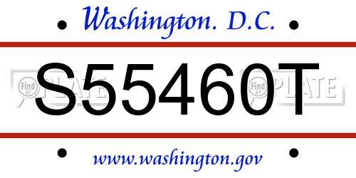 S55460T District Of Columbia License Plate