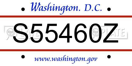 S55460Z District Of Columbia License Plate